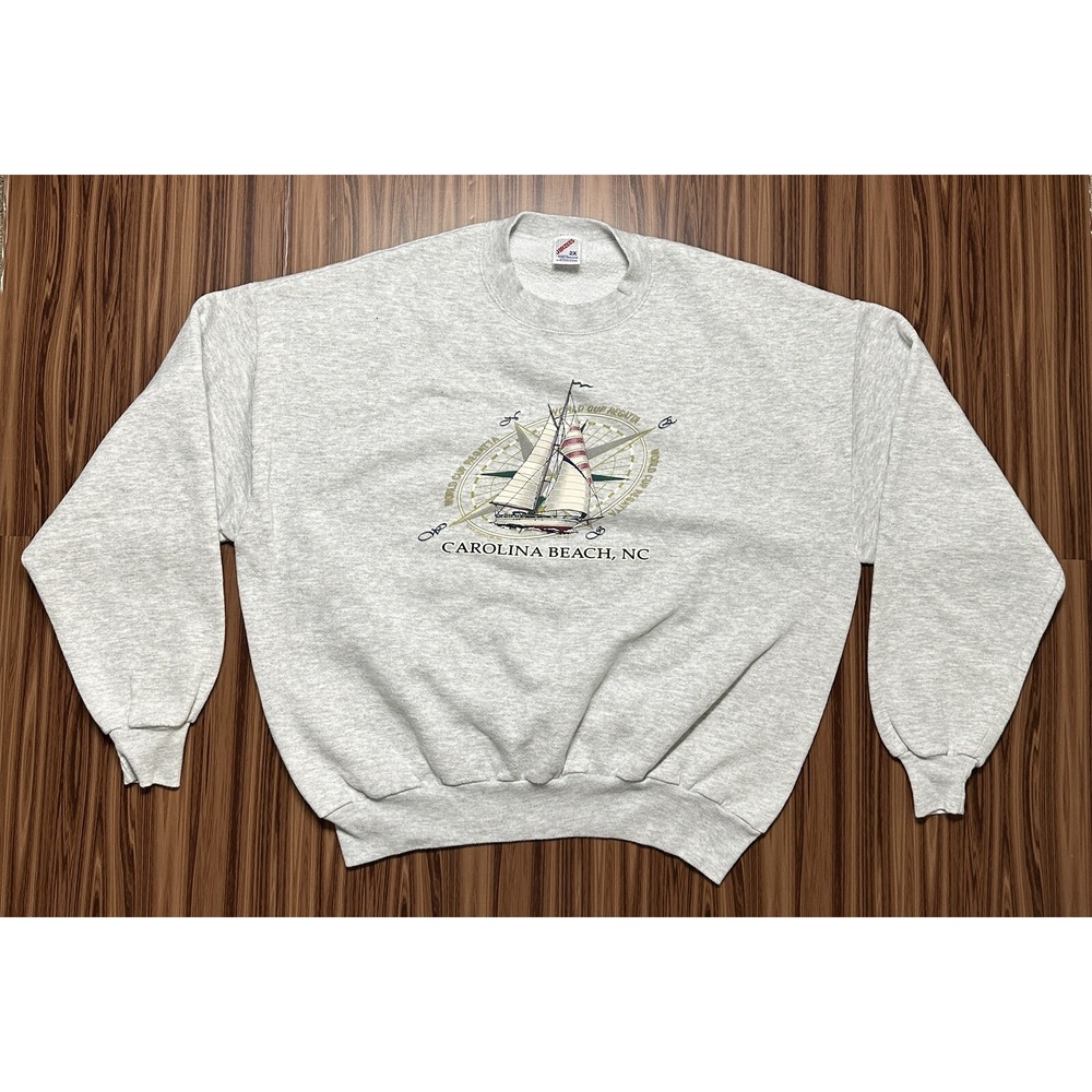 JERZEES‎ Carolina Beach Women's Sweatshirt Size 2X Gray Heather VTG 1996